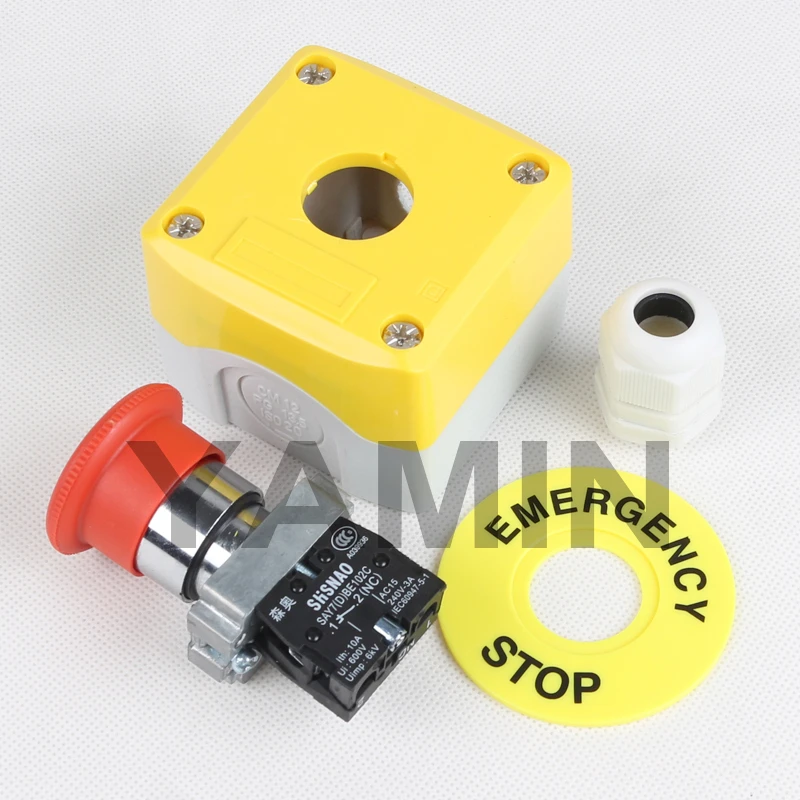 22mm EX Waterproof Emergency Stop Push Button Switch Box Mushroom Elevator Lift Security Rain-proof BE102C