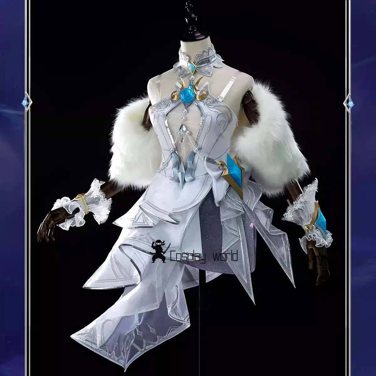 Juego LOL Crystal Rose Ahri ‌ Disfraz de Cosplay, Chal de Felpa, Falda Elegante, Uniforme para Carnaval, Halloween, Navidad, Juego de Roles, Atuendo para Mujer