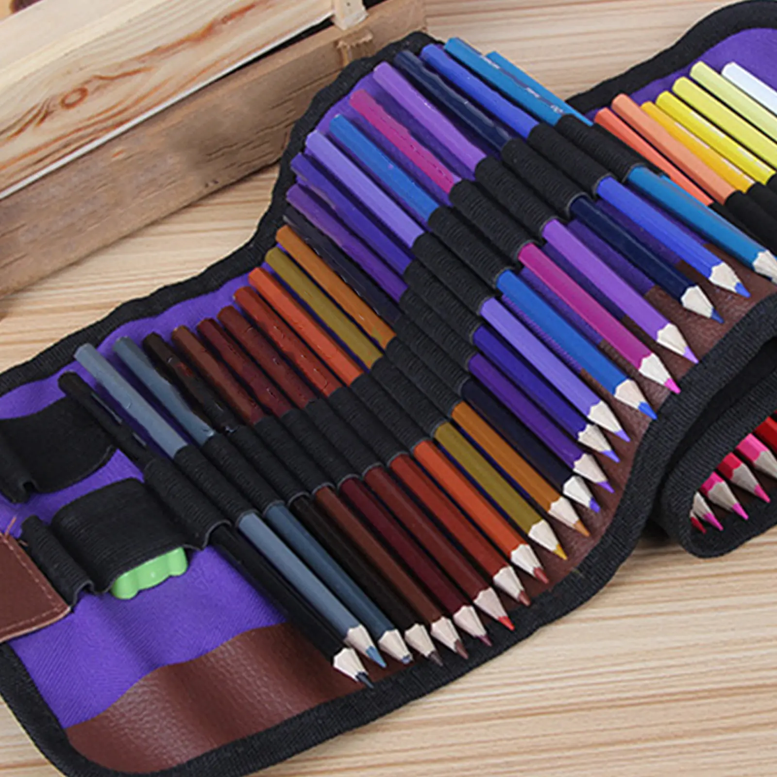 

50Pcs Colored Pencils Set Premium Natural Canvas Bag Flexible Roll-Up Holder for Painting Sketching Art Pencils with Canvas Bag