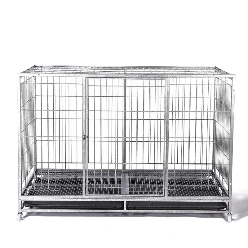 

Manufacturer wholesale new pulley pet cage 160 * 94 * 110cm large reinforced stainless steel square tube practical dog cage