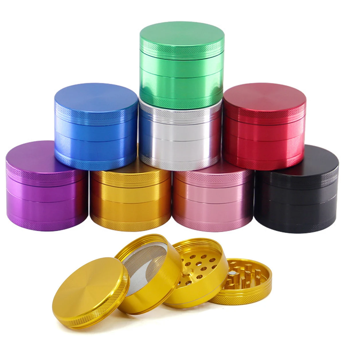 63MM Dry Herb Metal Grinder 4-layer Aluminium Alloy Tobacco Grinder Herbal Spice Miller Crusher Smoke Accessories