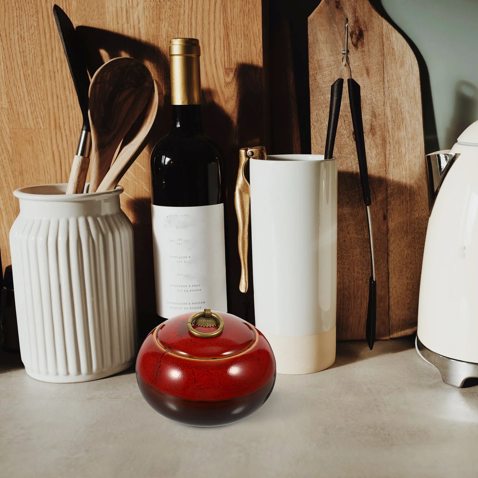 

Household Tea Canister Portable Ceramic Storage Jar Multi-Function Canister Convenient Desktop Tea Supply Home Accessory