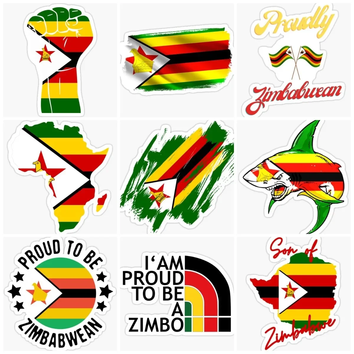 

Zimbabwean ZWE Flag Map Sticker Laptop Moto Bumper Accessories Window Wall Car Truck Window Glass Bicycle Van Decal Customizable