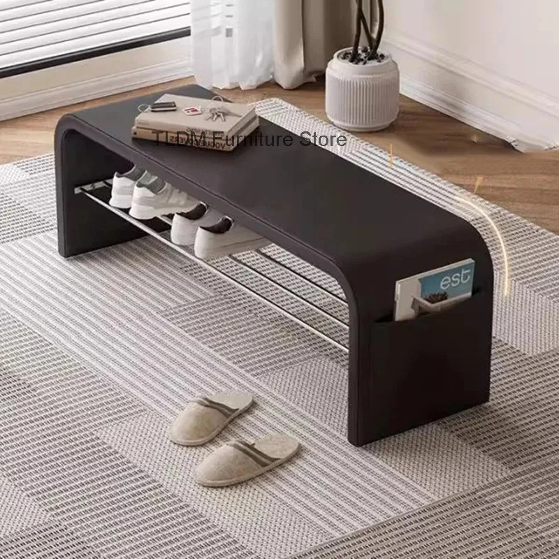 Mueble de entrada de metal con espacio de almacenamiento, estante para guardar zapatos, banco de diseño, estante para zapatos, mueble moderno para sala de estar, muebles de entrada.
