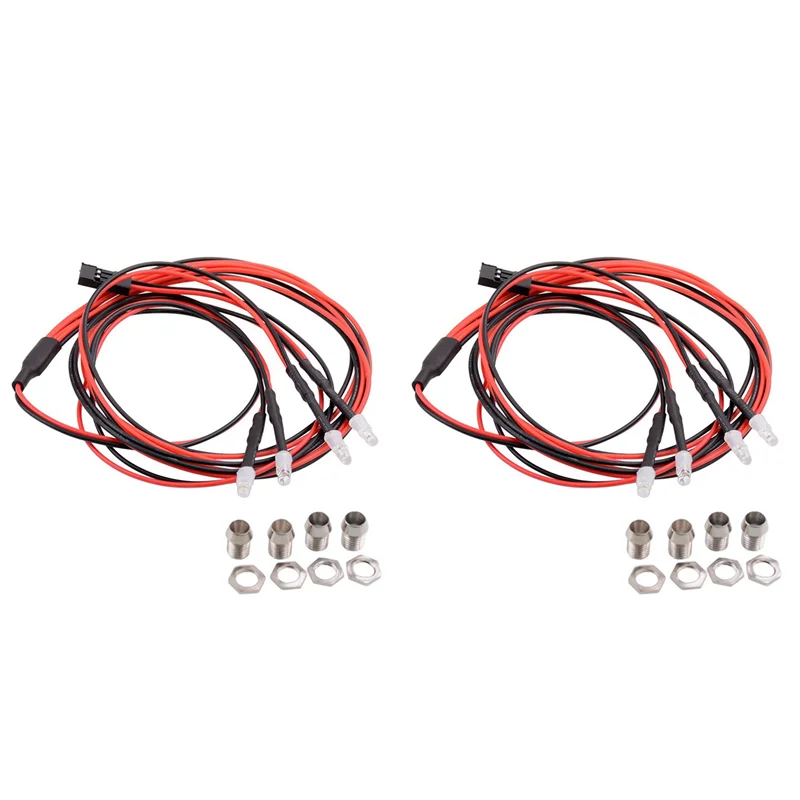 ABUM-2X 4 Kit luce LED 2 fari bianchi 2 rossi 3 mm per 1/24 RC Crawler Car Axial SCX24 90081 AXI00002 parti di aggiornamento