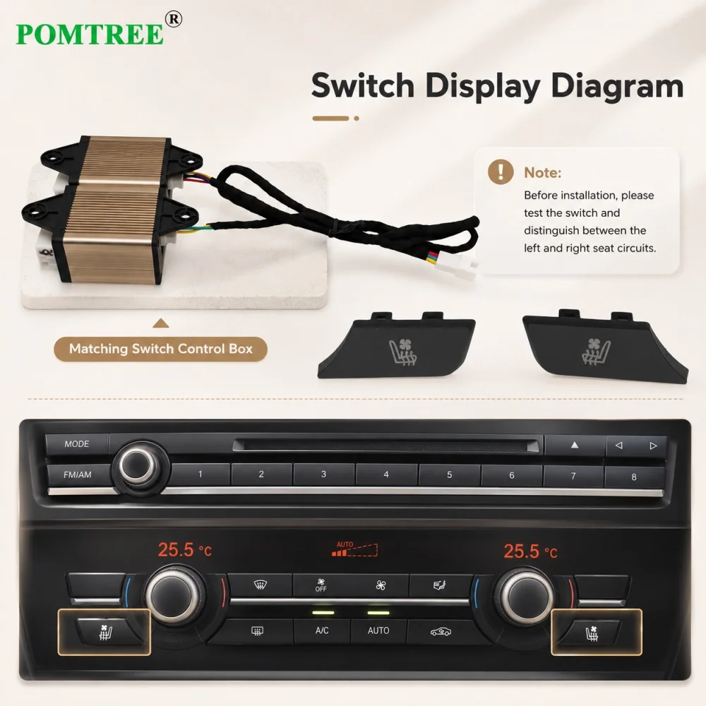 Car Seat Ventilation Kit Fit 2 Seats For 2016 BMW 5 Series,4 Fans Cool+4 Heating Pads,Heating & Ventilating Function In One Set