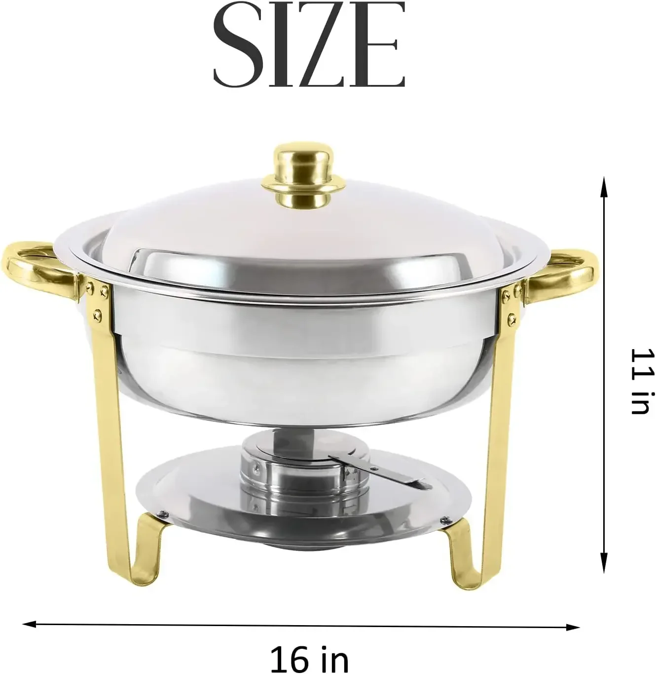 Chafing Dish Buffet Set 2 Pack Round Stainless Steel Foldable Chafers and Buffet Warmers Sets 5 QT Full Size w/Water Pan, Food P