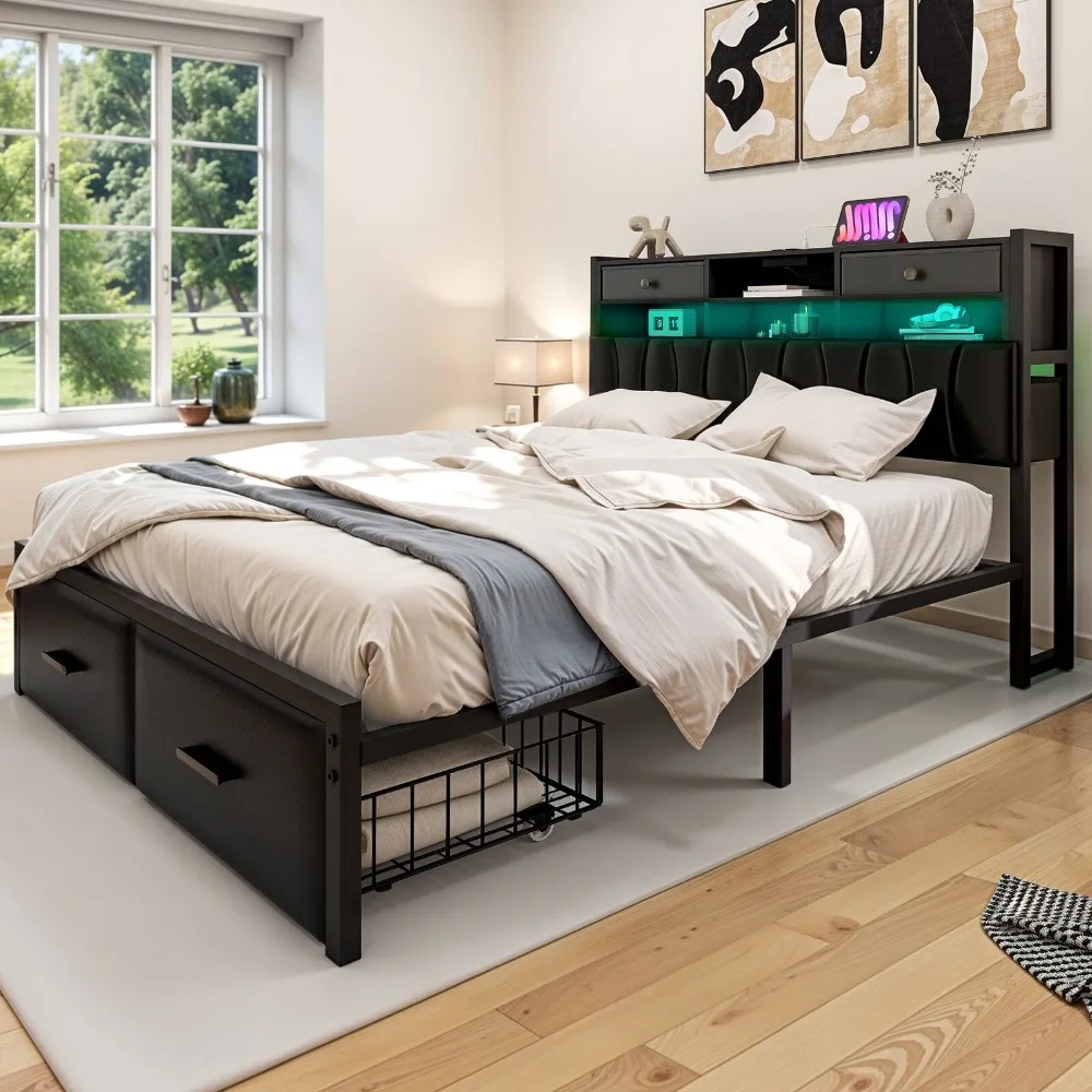 

Изголовье кровати с металлической обивкой размера «queen-size»
