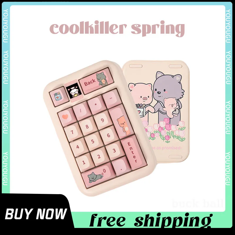 

Coolkiller Spring Numeric Keypad Ck68 Ck75 Ck98 Wireless Mechanical Keyboard Cute 98keys 3 Mode Hot-Swap Office Gaming Keyboards