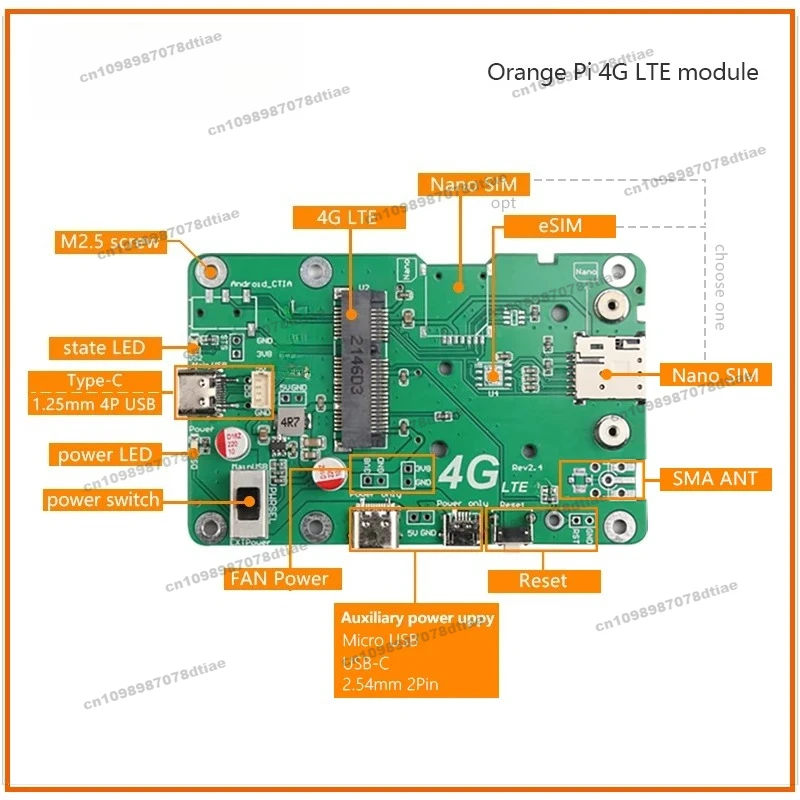 لوحدة Orange Pi 4G LTE، CAT4/ME909s-821ap V2/EG25-G/fibocom/Qualcomm/GNSS/eSIM/محرك مجاني/ubuntu/debian/RaspberryPi #2