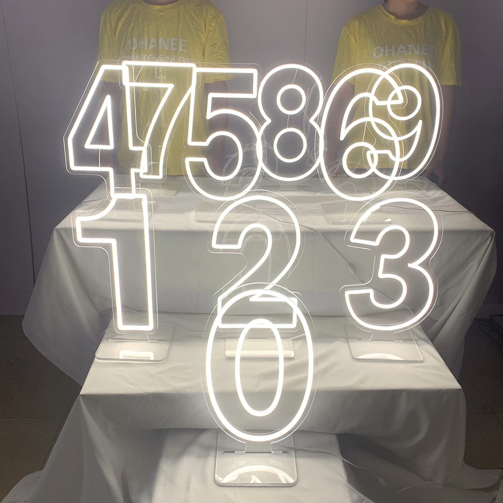 Custom Age Number LED Neon Signs 1 2 3 4 5 6 7 8 9 0 Lights 5v USB with Standing for Birthday Wedding commemoration day Decor