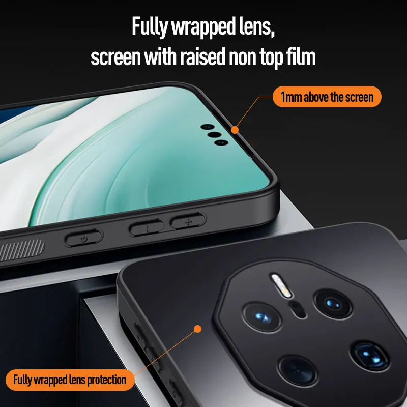 Case for Huawei Mate 50 RS Porsche Design AG Frosted Dazzling Gold Silicone Hard Shockproof Phone Cover Mate50RS DCO-AL00 Shell