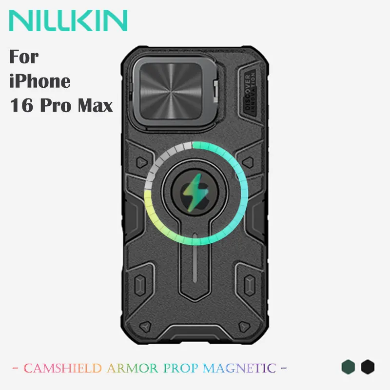 

Тонкий бронированный магнитный чехол NILLKIN CamShield для iPhone 16 Pro Max — ультратонкий чехол Magsafe с защитой от царапин и камеры