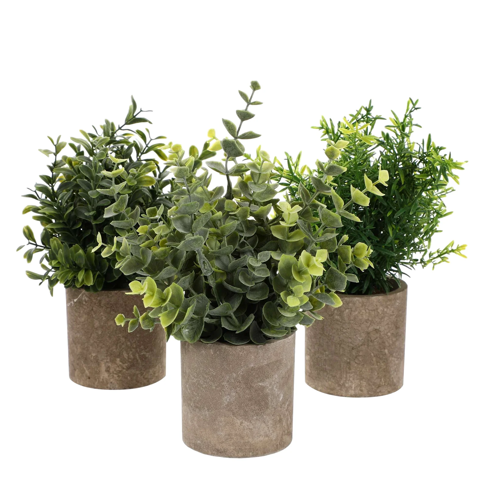 

3Pcs Fake Green Eucalyptus Plants Mini Potted Artificial Succulent Decor for Home Office Indoor Desktop Decoration Realistic