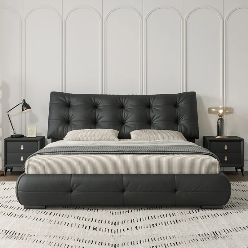 Italian minimalist lazy style big black bear bed haute couture light luxury first layer cowhide