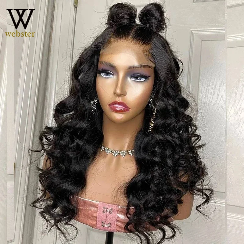 

Webster Synthetic Long Black Wave Glueless Lace Front Wig For Women With Baby Hair Heat Resistant Fiber Hair Wigs Daliy Wear