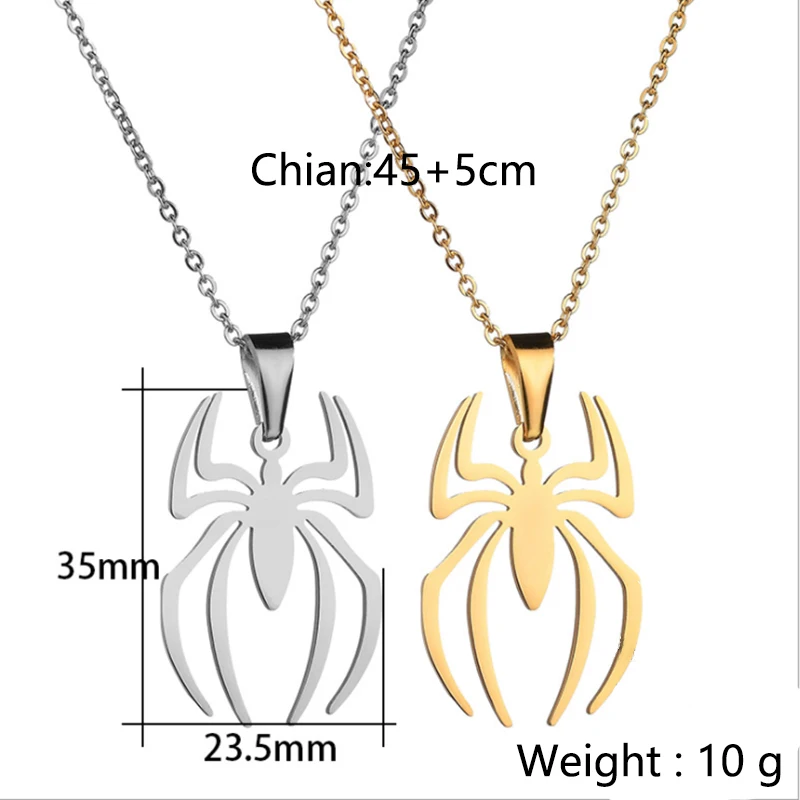 Azimiby Fashion Stainless Steel Spider Pattern Pendant For Women Men Silver Color Neck Chain Gothic Couple Streetwear Gifts