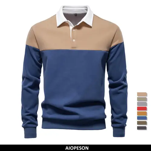 Imagen 1 del producto AIOPESON nueva primavera sudaderas con capucha de mezcla de algodón de bloques de Color para hombres para negocios estilo Casual sudadera de manga larga