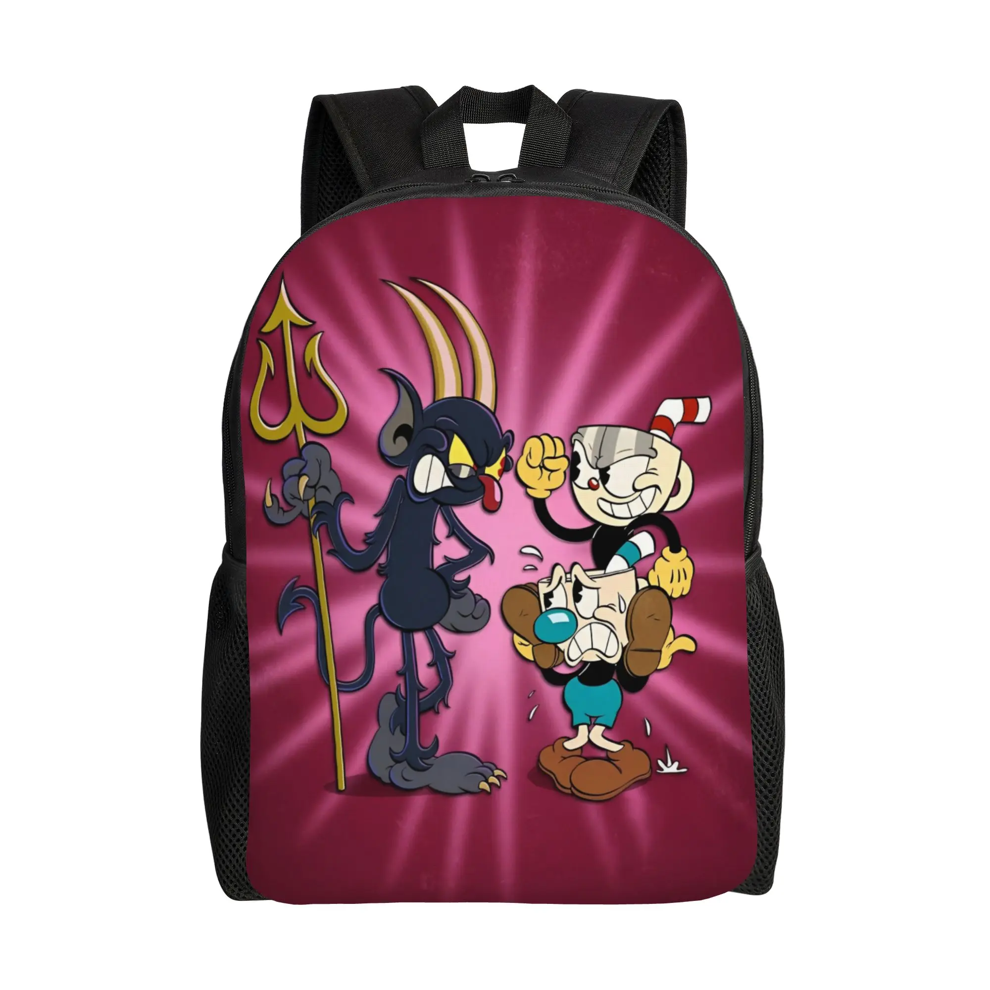 Cuphead cartoon Backpack  University Backpacks Teen Kawaii School Bags Colorful Big Rucksack