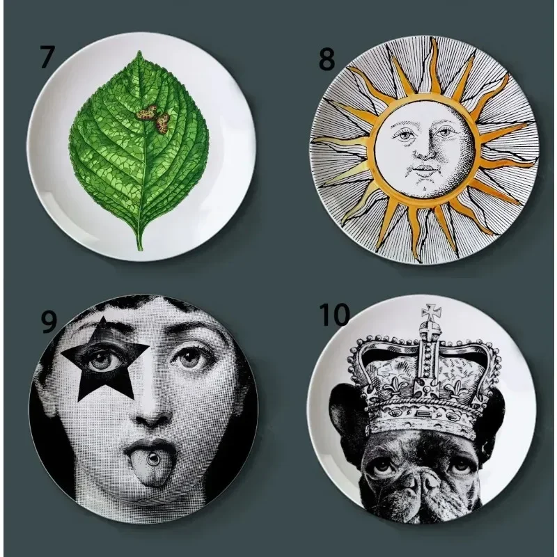 8inch Vintage Lady Face Decorative Plate Morden Retro Ceramic Wall Hanging Dish Wall Decoration Household Art Tableware