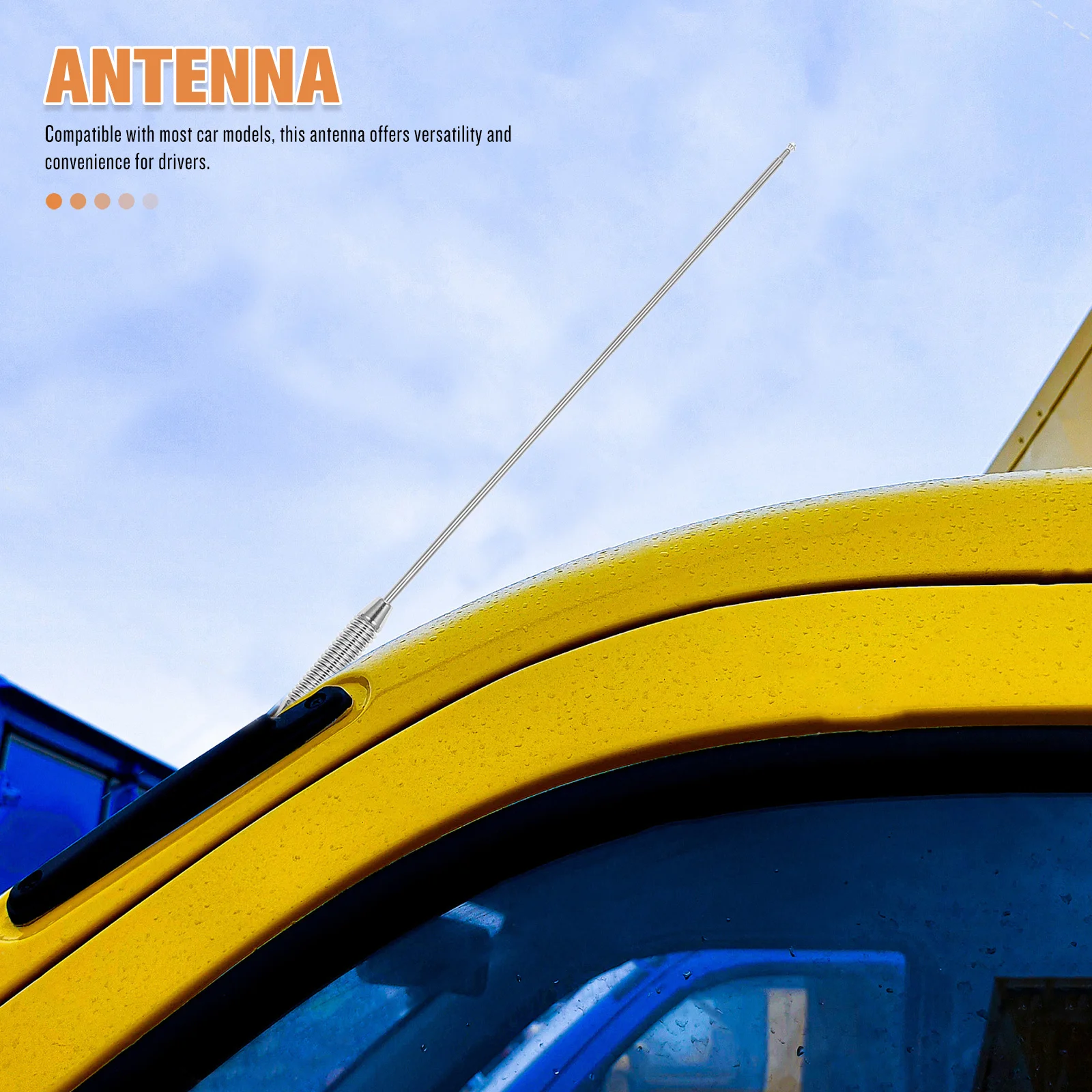 

18.5in Universal Car Roof Antenna Stylish Copper Stainless Steel Radio Signal Stable Clear DIY Compatible Most Models