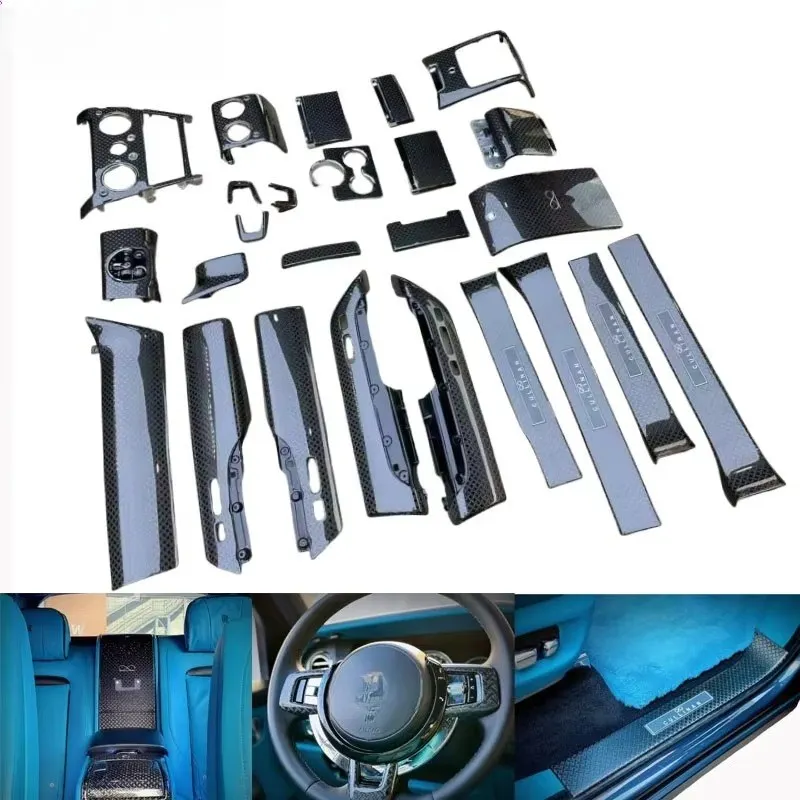 2018-2023 Cullinan 4Seats Luxury Interiors B-Style Dry Carbon Fiber Interior Kit with LED Door Sill Conversion Replacement