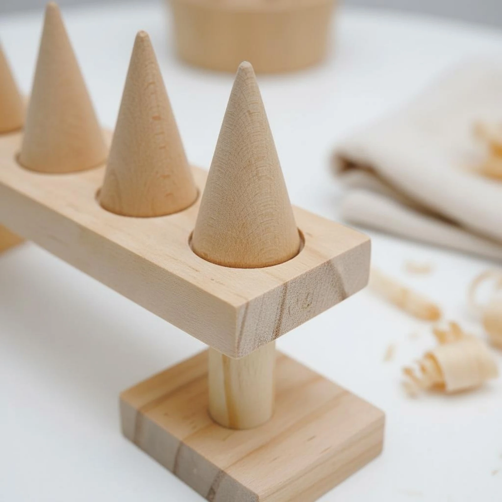 

Cone Jewelry Stand Tabletop Wood Jewelry Display Rack Multi-Tier for Live Stream Sellers