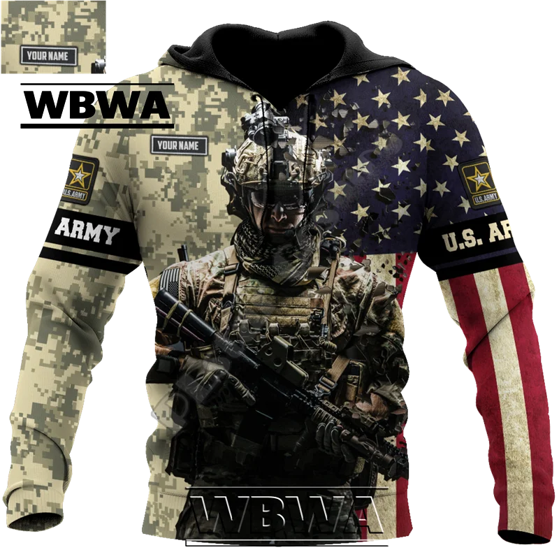 WBWA Veteran Military Army Suit Soldier Camo Autumn Pullover NewFashion Tracksuit 3DPrint Men/Women Casual Hoodies 2023 New