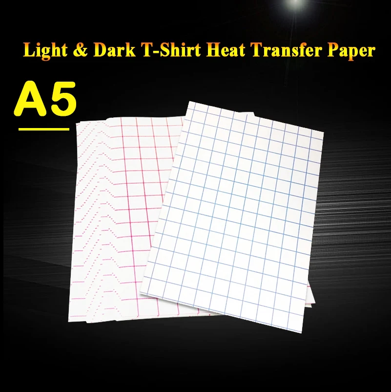 20 Sheets Inkjet Heat Transfer Paper A5 Cotton T-Shirt Dark Black Transfer Paper Light White Paper For 100% Cotton Fabric