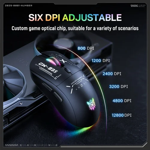 Imagen 1 del producto ONIKUMA CW935 2,4G USB ratón inalámbrico para juegos 6 niveles de DPI ajustables RGB retroiluminación que cambia de Color ratón inalámbrico
