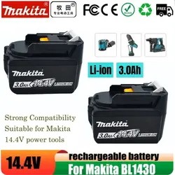 14.4V Replacement Lithium Battery 3000mAh For Makita BL1430 LXT200 BL1415 194558-0 194559-8 194066-1