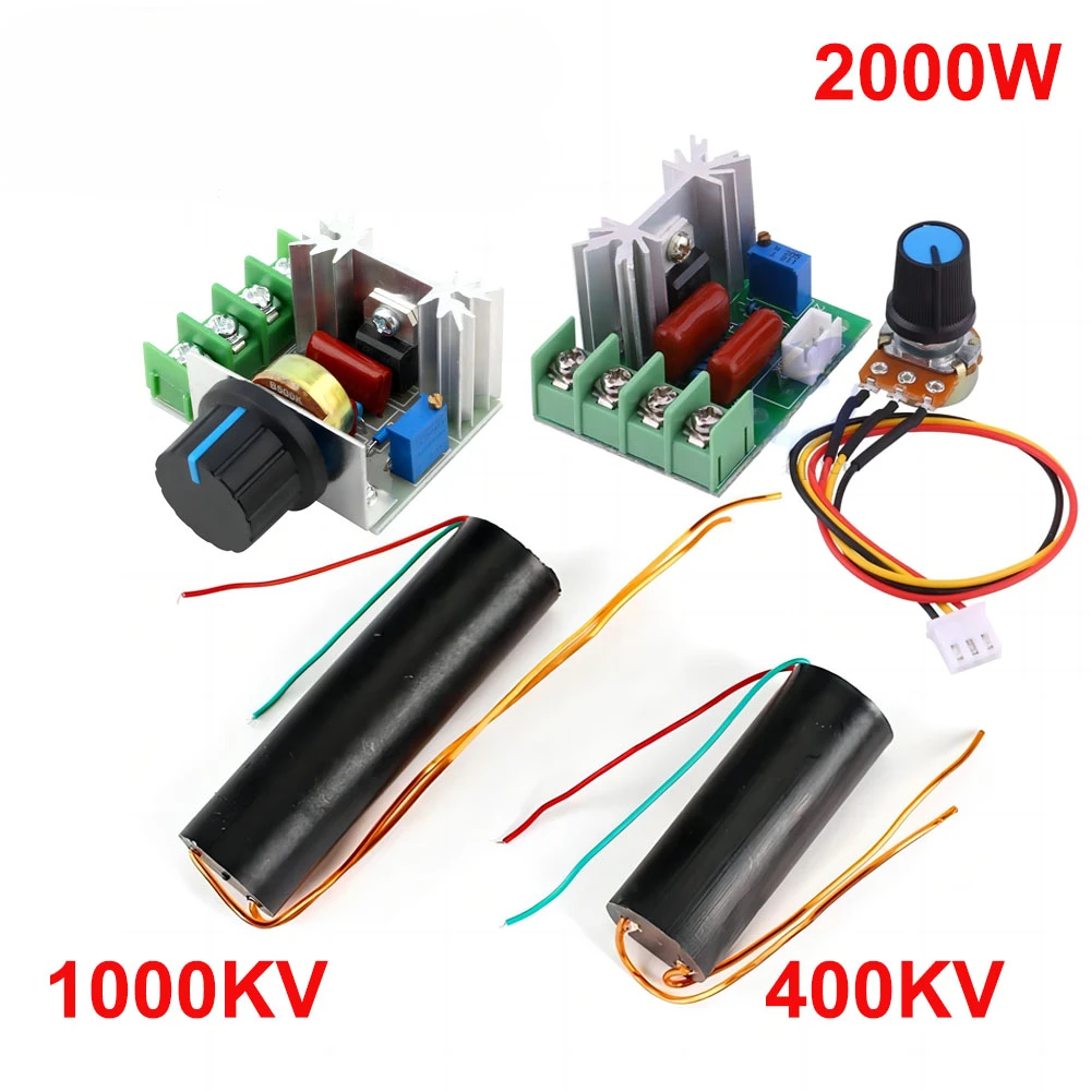 2000W AC 220V SCR Voltage Regulator 1000KV 400KV Boost Step up High-voltage Generator Ignition Coil Pulse Power Module DC 3-6V