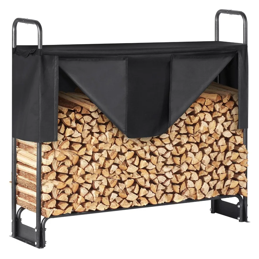 

4.3FT Outdoor Firewood Rack with Cover 52x14.2x46.1 in Heavy Duty Firewood Holder 600D Oxford Waterproof Cover for Fireplace P