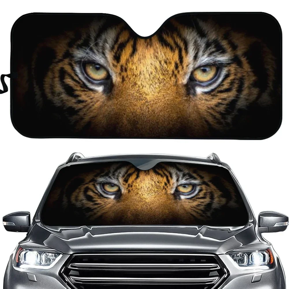 

Автомобильный солнцезащитный козырек с тигровым принтом для лобового стекла, автомобильный солнцезащитный козырек, защита для внедорожника, переднее окно грузовика, солнцезащитный козырек, складной автоинтерьер
