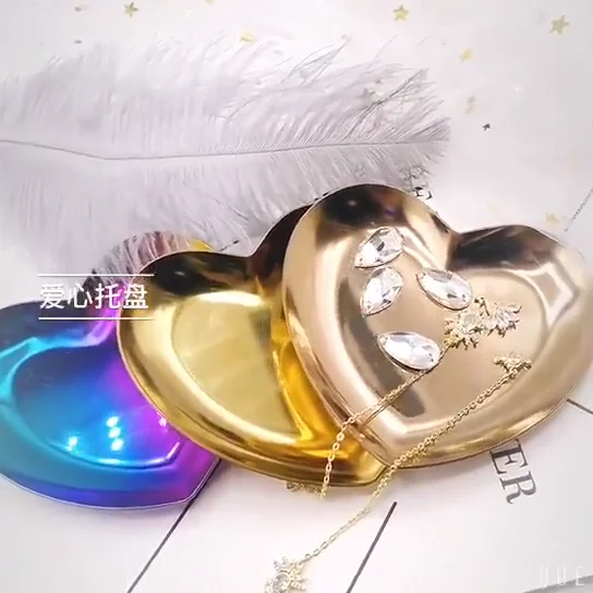 Ins-style stainless steel heart-shaped tray earrings ring ne
