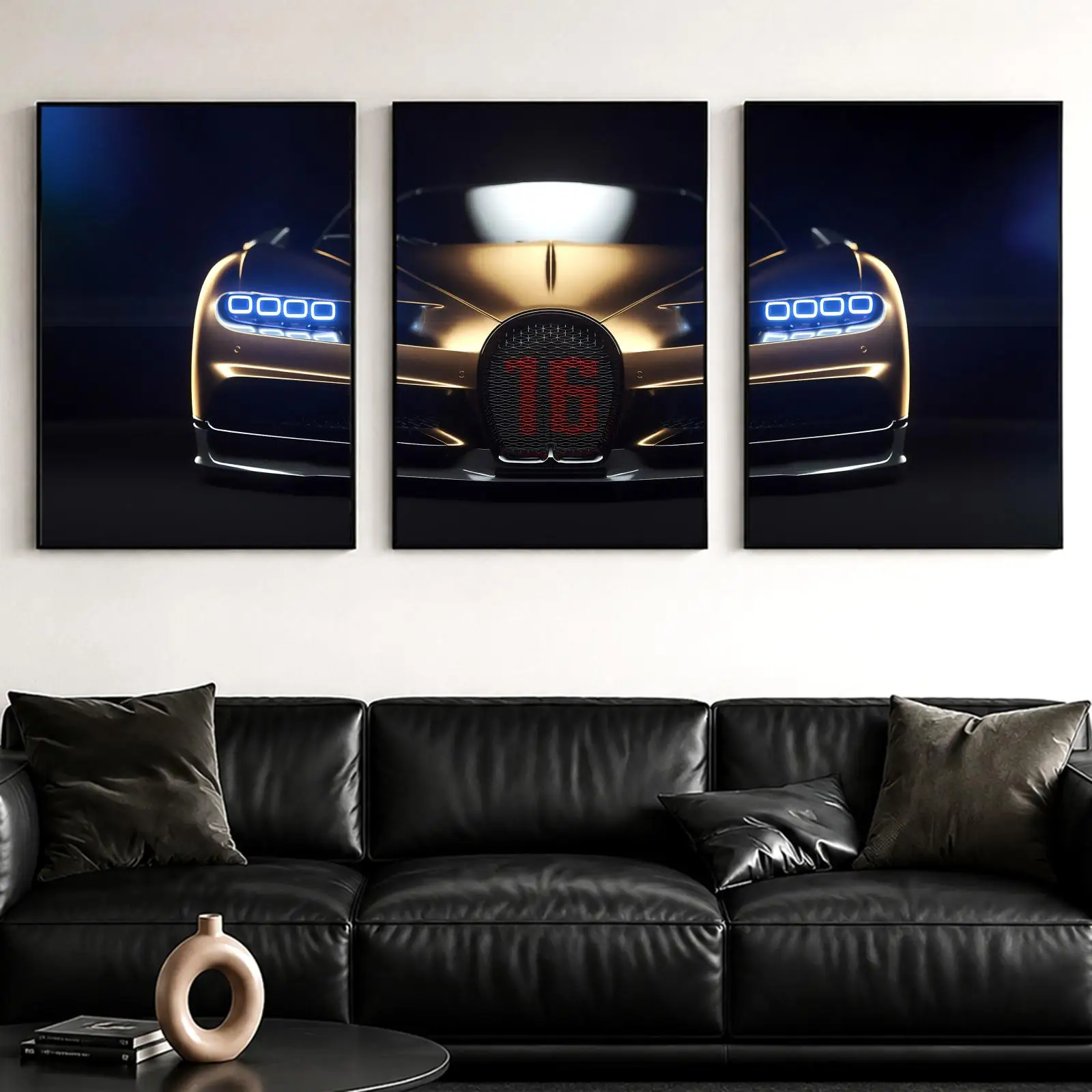 Luxury Car Front Perspective Painting Calligraphy Canvas Poster Set Wall Artwork for Bedroom Living Room Decorative Prints Gift