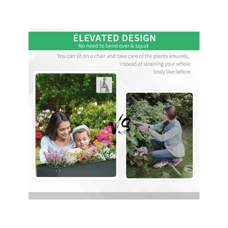 سرير حديقة مرتفع لسهولة الزراعة، صندوق زراعة حديقة خارجي متين، مثالي للخضروات والزهور #2