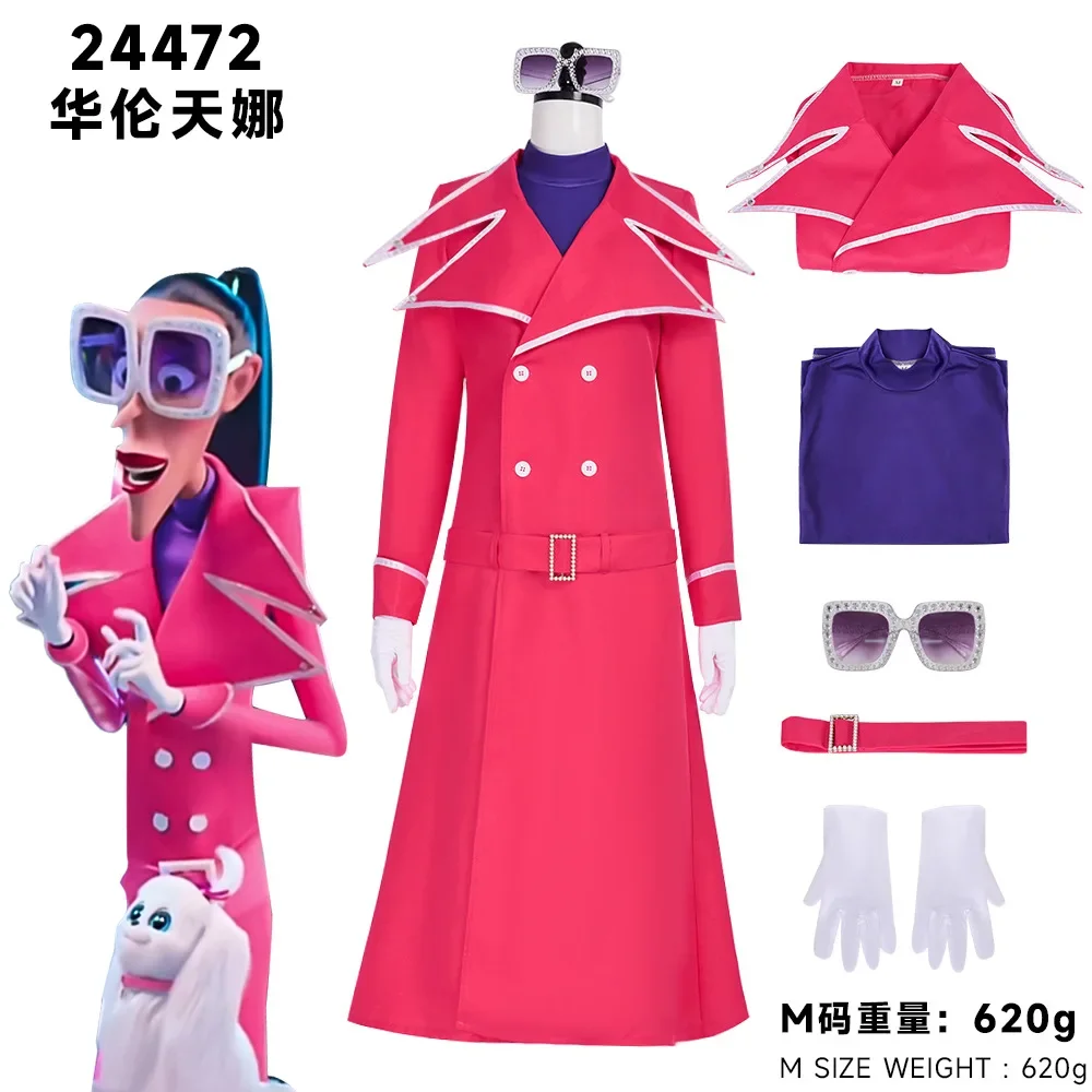 Valentina Cosplay Costume Pink Jacket Purple T Shirt Set Big Glasses Fanshion Suit Set Halloween for Women Girl