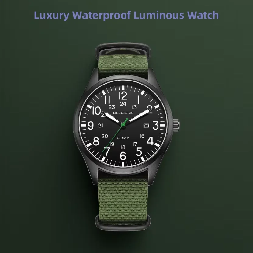 LUIK Topmerk Luxe Heren Quartz Horloge Datum Nylon Leer Waterdicht Lichtgevende Militaire Sporthorloges Voor Mannen relogios masculino