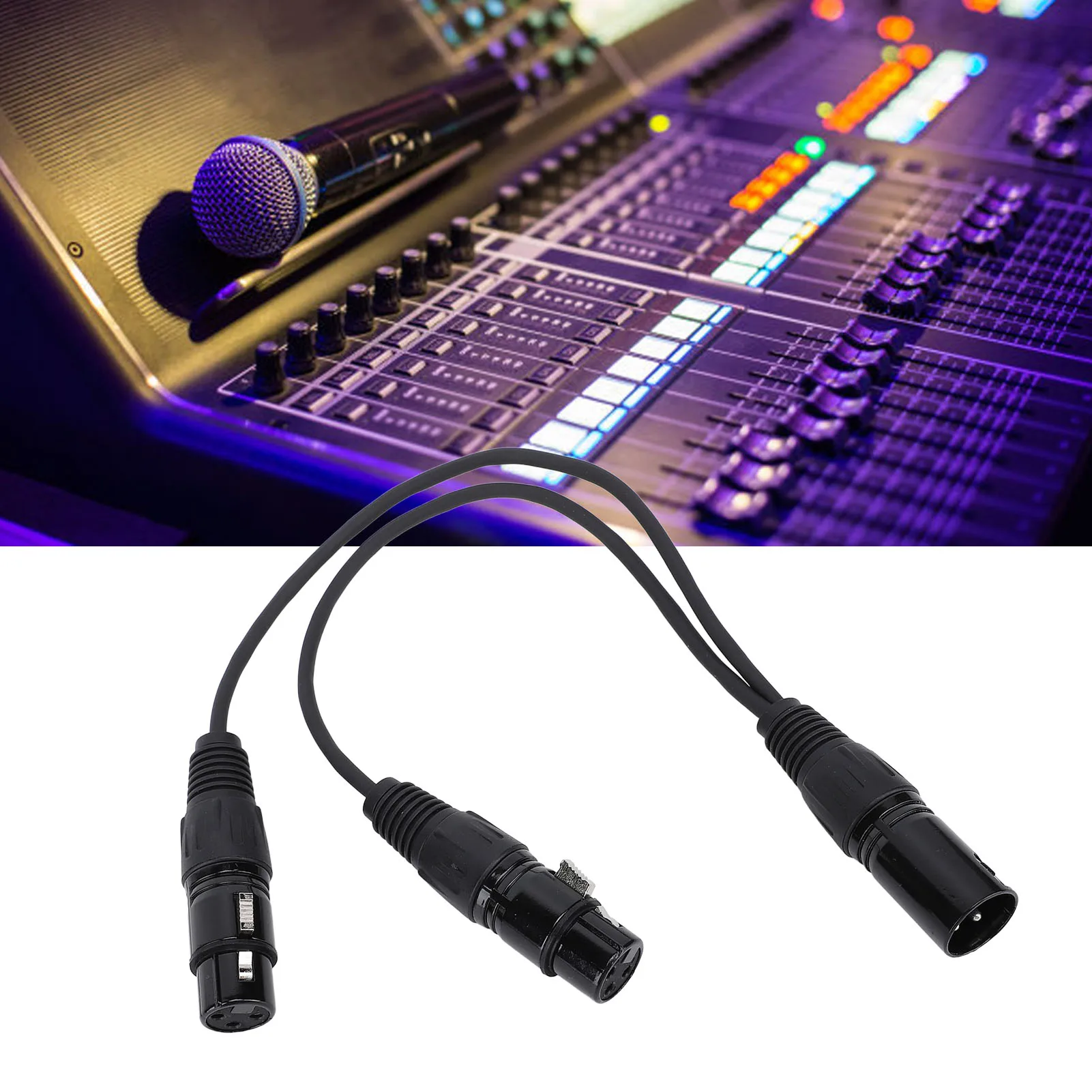 XLR Splitter Cable XLR Male to Dual Female Splitter Cable Y Shape 3 Pin Balanced Adapter Cord for Microphone Mixer Speaker