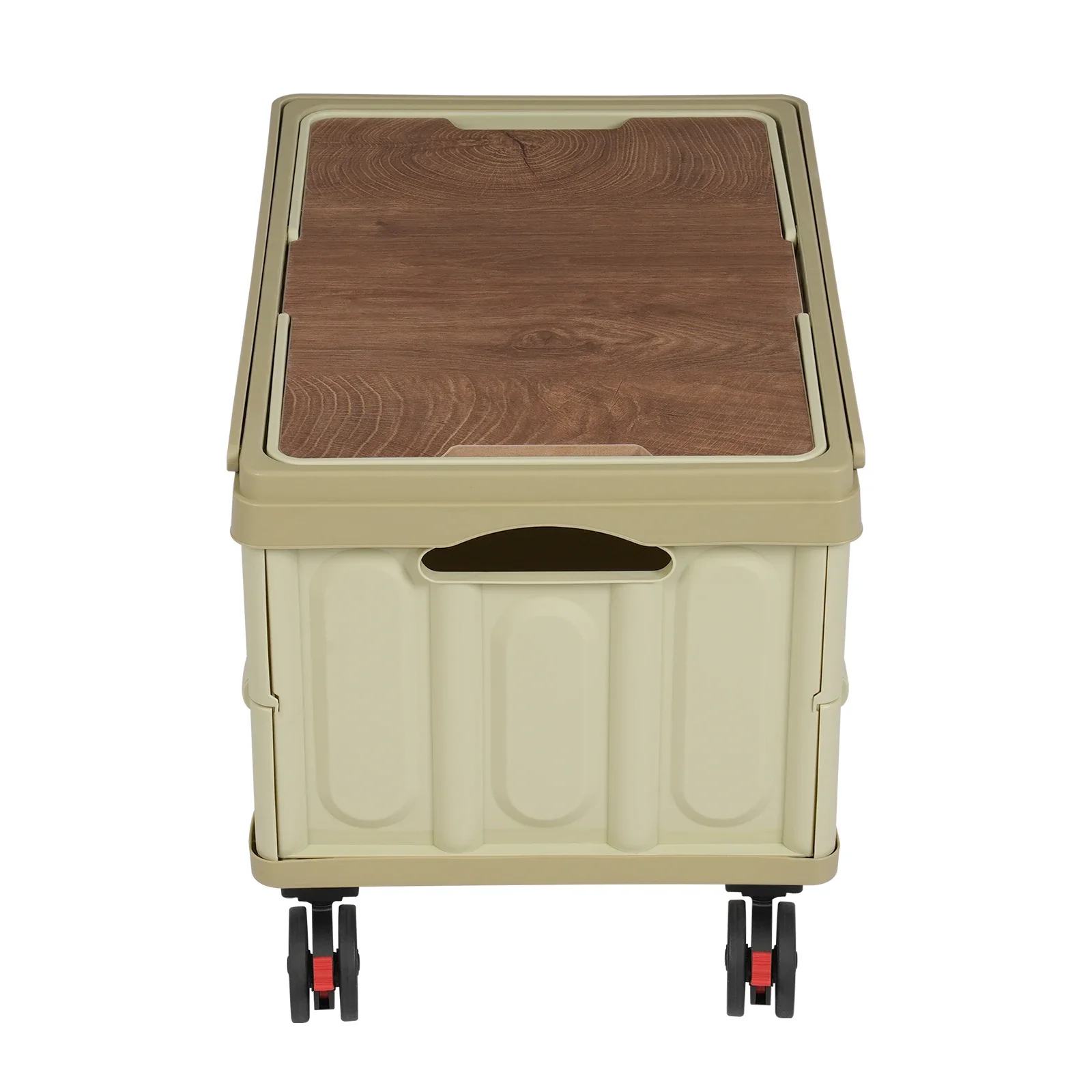 55L Rolling Cart, Green Folding Trolley Container with Wheels, Foldable Organizer, Multifunctional Cart for Outdoor & Indoor