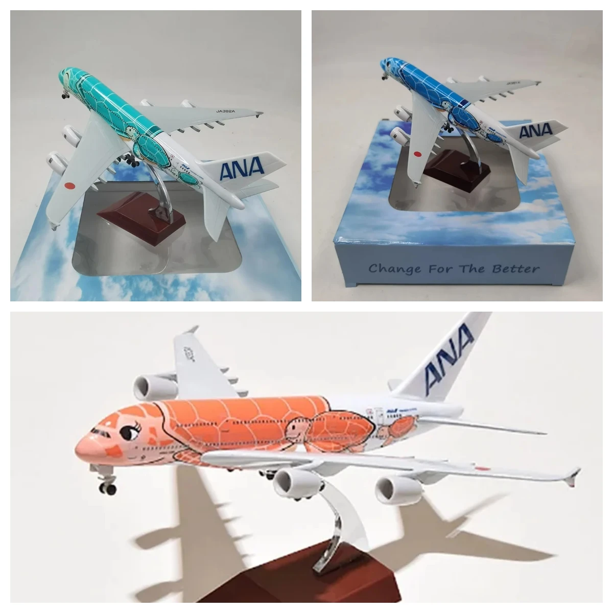 Model Vliegtuig Speelgoed 20 cm Legering Metaal Japan Air ANA Airbus A380 Cartoon Zeeschildpad Airlines Vliegtuig Model Airways Vliegtuig model