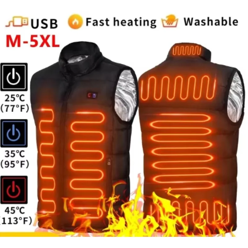 Winter Warm Jacket Waterproof Multi Zone Usb Jacket Sleeveless Quick Self Heating Vest Jacket Home and Outdoor Accessories