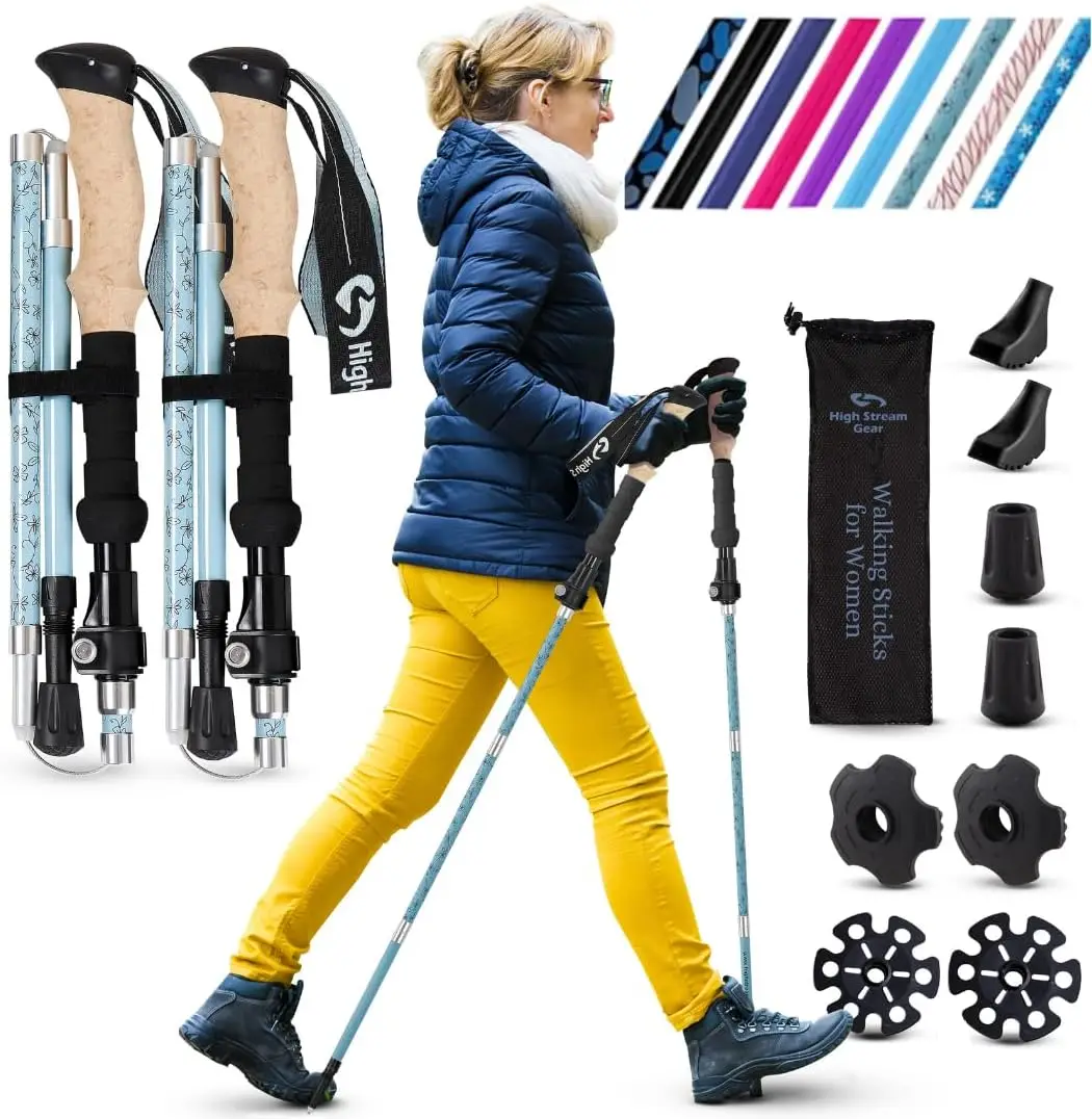 

14.5" Foldable Hiking Poles for Backpacking, Exercising and Traveling, Set of 2 Aluminum Nordic Collapsible Trekking Poles