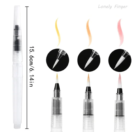 Imagen 2 del producto 3/36 Uds. Pinceles para colorear con agua, pincel de acuarela suave portátil para principiantes, pintura, dibujo, suministros de arte, cabeza puntiaguda de 156mm