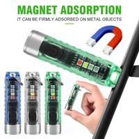 Mini Flashlight Type-C LED Charging Flashlight Mini Keychain Flashlight Waterproof Portable Magnetic Self Defense Camping Torch