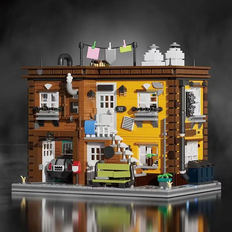MOC exouisitestreetscapes brique Ashley's 2 étages maison modèle bloc de construction Miniature vie esthétique éducation bricolage jouet enfant cadeau