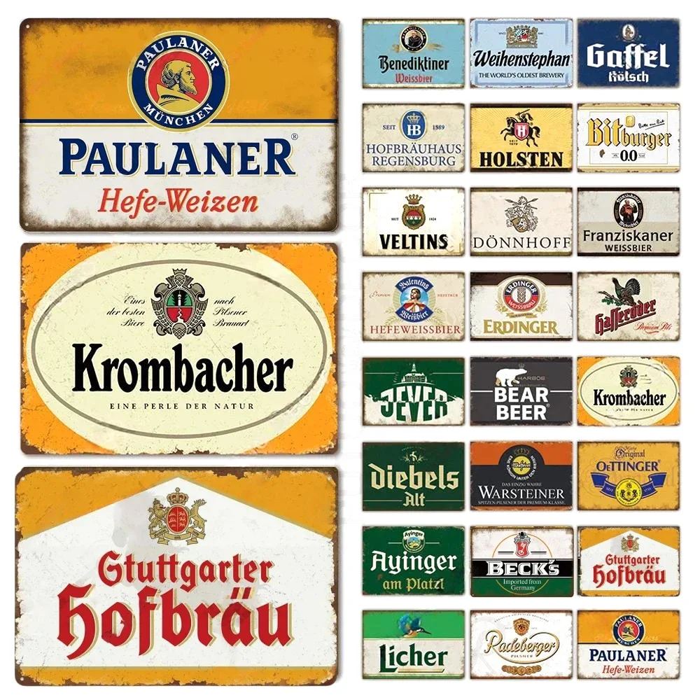 FJ German Beer Vintage Tin Signs Decor Metal Sign Posters Decorative Plaque Wall Decor for Bar Pub Man