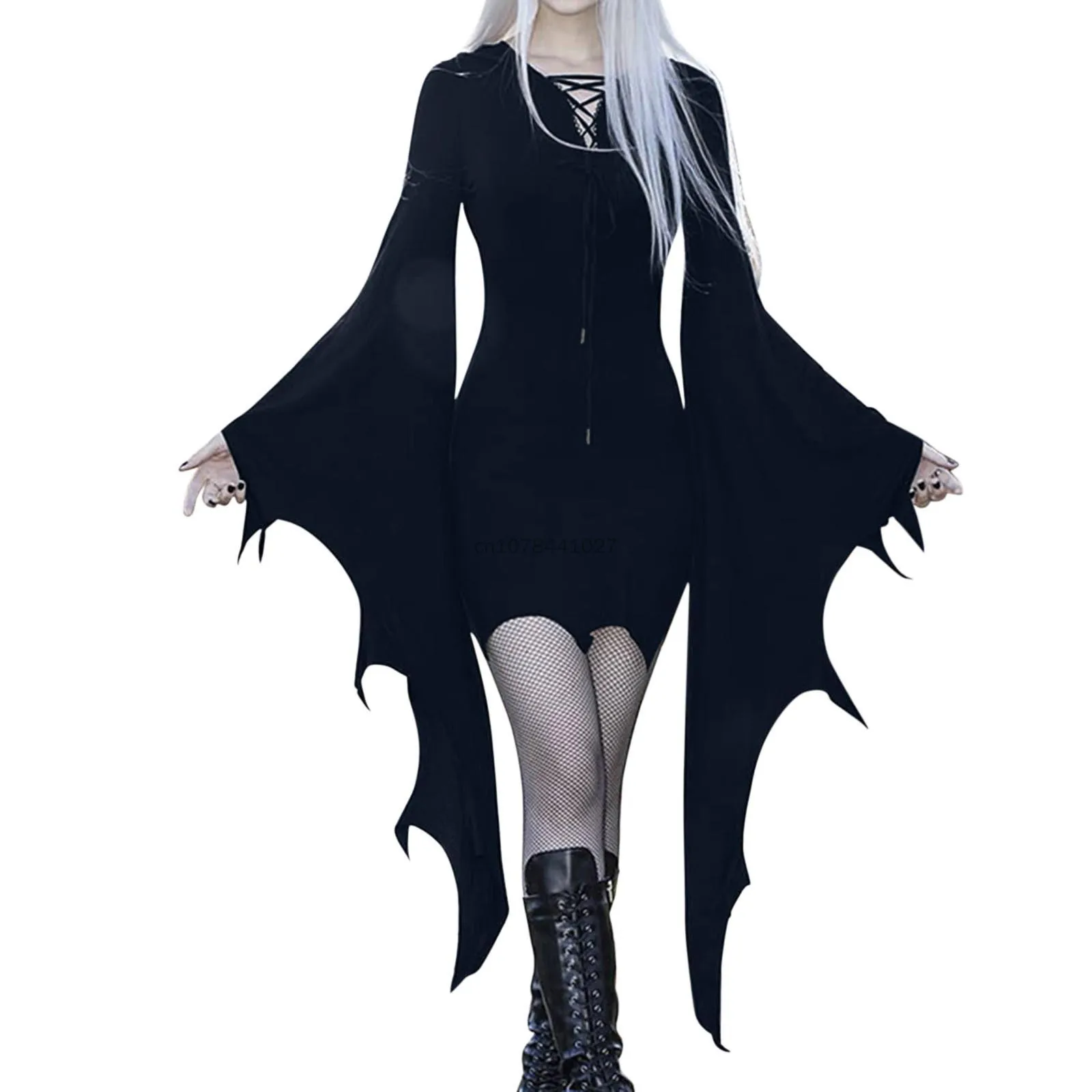 

Witch Dress Elven Vampire Costume Gothic Punk Dress Women Forest Elf Short Short Dress Pixie Pagan Outfit Halloween For Adult