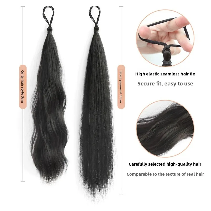 Solid Color Lady Synthetic Fiber Winding Ball Hair Ring Wig Bud Hair Bun Natural Fluffy Hair Volume Low Tie Fluffy Wig Hair Bag